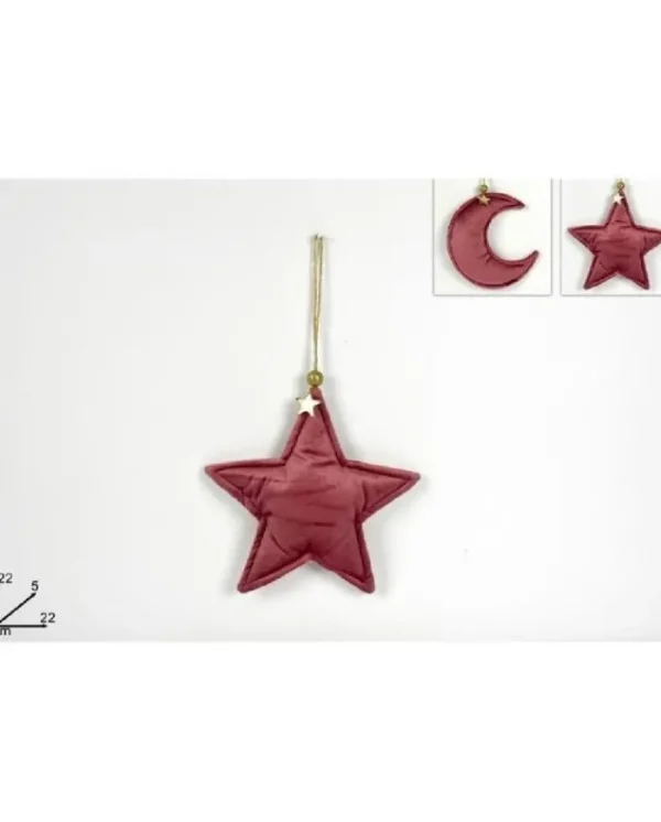 DUE ESSE CHRISTMAS Addobbi Per Albero>Addobbo Appendino Stella / Luna In Velluto Rosa 1 Pz