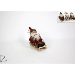 * Addobbi Casa E Ambiente>Addobbo Babbo Natale Su Slitta In Legno 12,5X9X15 Cm