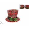 * Addobbi Per Albero>Addobbo Cappello Scozzesea Cilindro Con Bacche 20X32X32 Cm