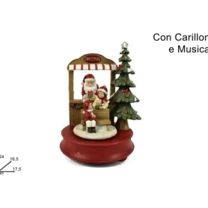 DUE ESSE CHRISTMAS Villaggi - Giostrine E Accessori>Addobbo Carillion Babbo Natale Con Bimbi 24Cm