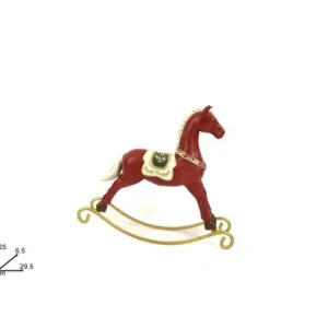 DUE ESSE CHRISTMAS Addobbi Casa E Ambiente>Addobbo Cavallo A Dondolo Rosso 25X6,5X28,5 Cm