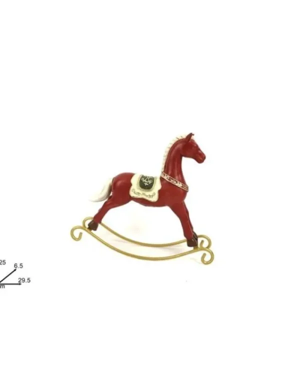 DUE ESSE CHRISTMAS Addobbi Casa E Ambiente>Addobbo Cavallo A Dondolo Rosso 25X6,5X28,5 Cm