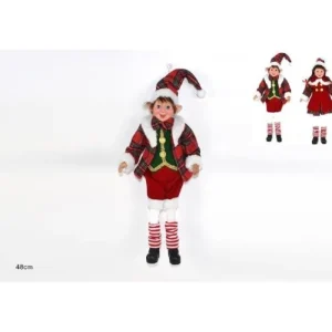 DUE ESSE CHRISTMAS Addobbi Casa E Ambiente>Addobbo Elfo Con Abiti In Velluto 48 Cm