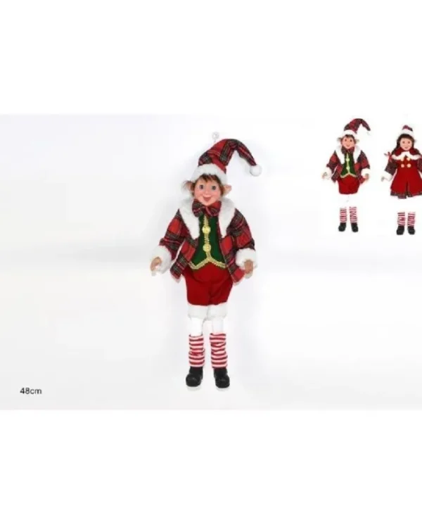 DUE ESSE CHRISTMAS Addobbi Casa E Ambiente>Addobbo Elfo Con Abiti In Velluto 48 Cm