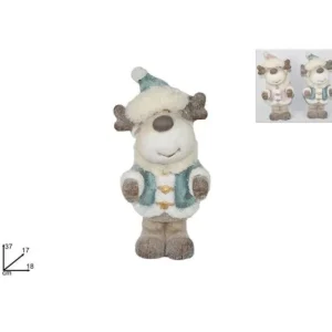 DUE ESSE CHRISTMAS Addobbi Casa E Ambiente>Addobbo Natalizio Renna Peluche Con Cappello E Pelliccia 37 Cm