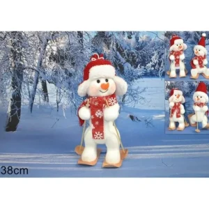 DUE ESSE CHRISTMAS Addobbi Casa E Ambiente>Addobbo Pupazzo Di Neve Con Sciarpa E Sci 28Cm