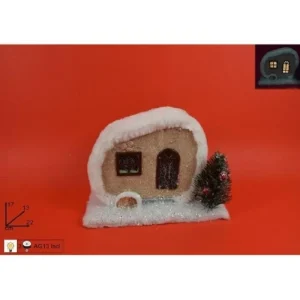 DUE ESSE CHRISTMAS Addobbi Casa E Ambiente>Addobbo Roulotte 22Cm Con Luce E Tessuto Innevata