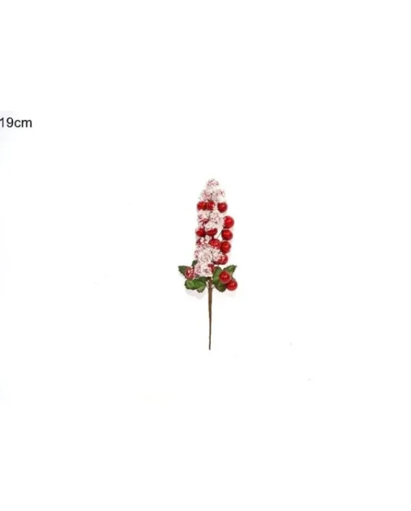 DUE ESSE CHRISTMAS Fiori>Addobbo Spillone Foglie Innevate E Bacche Rosse 19Cm