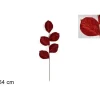 DUE ESSE CHRISTMAS Fiori>Addobbo Stelo Foglie Di Velluto 64Cm Rosso