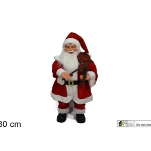 DUE ESSE CHRISTMAS Addobbi Casa E Ambiente>Babbo Natale Con Violino Luci E Movimento 80Cm