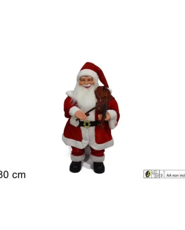 DUE ESSE CHRISTMAS Addobbi Casa E Ambiente>Babbo Natale Con Violino Luci E Movimento 80Cm