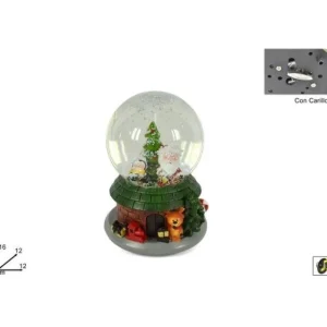 DUE ESSE CHRISTMAS Addobbi Casa E Ambiente>Carillon Ampolla Con Babbo Natale E Scenario 16 Cm