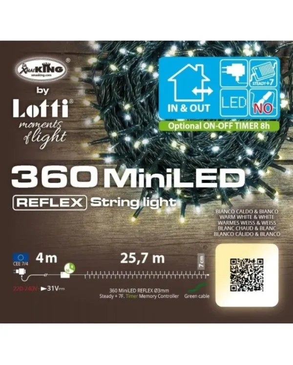 LOTTI Luci>Catena Lineare Tlg 360 Miniled Bianco Caldo & Bianco 4+25,7M