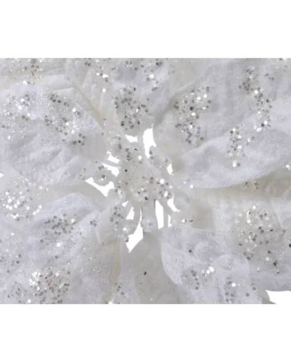 KAEMING Fiori>Fiore Poinsettia Bianca Su Clip Poliestere Glitter