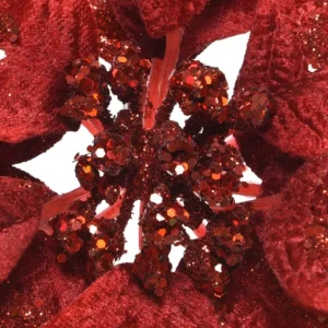 KAEMING Fiori>Fiore Poinsettia Rossa Su Clip Poliestere Glitter