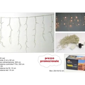 * Luci>Luci Natalizie Tenda 300 Led Luce Bianca 6Mt