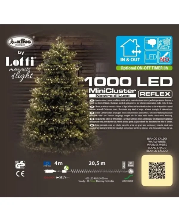 LOTTI Luci>Minicluster O6Cm Ntl 1000 Led Bianco Caldo 4+20,5M