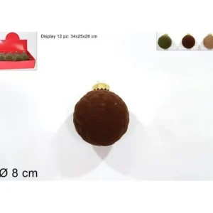 DUE ESSE CHRISTMAS Palline E Appendini>Palla 8Cm Floccata Rombi Marrone/Verdone