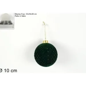 DUE ESSE CHRISTMAS Palline E Appendini>Pallina Per Albero Di Natale Con Velluto Verde 10 Cm