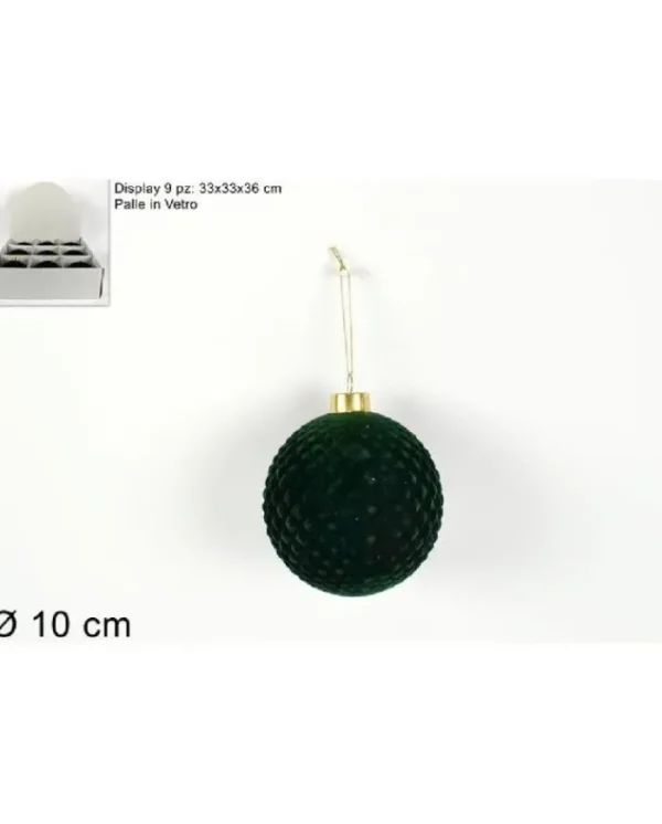 DUE ESSE CHRISTMAS Palline E Appendini>Pallina Per Albero Di Natale Con Velluto Verde 10 Cm