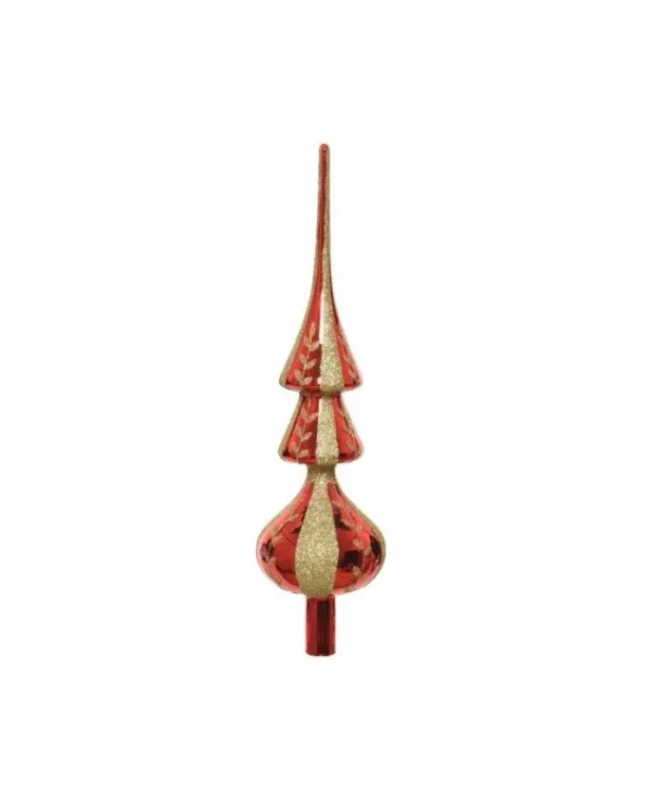 KAEMING Addobbi Per Albero>Puntale In Vetro Rosso Con Oro Glitter 34 Cm