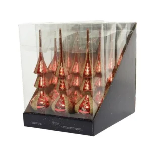 KAEMING Addobbi Per Albero>Puntale In Vetro Rosso Con Oro Glitter 34 Cm