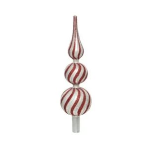 KAEMING Addobbi Per Albero>Puntale Per Albero A Strisce Rosse Glitter 31 Cm