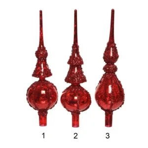 KAEMING Addobbi Per Albero>Puntale Rosso Glitterato Ancicato 31 Cm