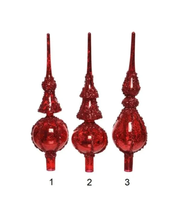 KAEMING Addobbi Per Albero>Puntale Rosso Glitterato Ancicato 31 Cm