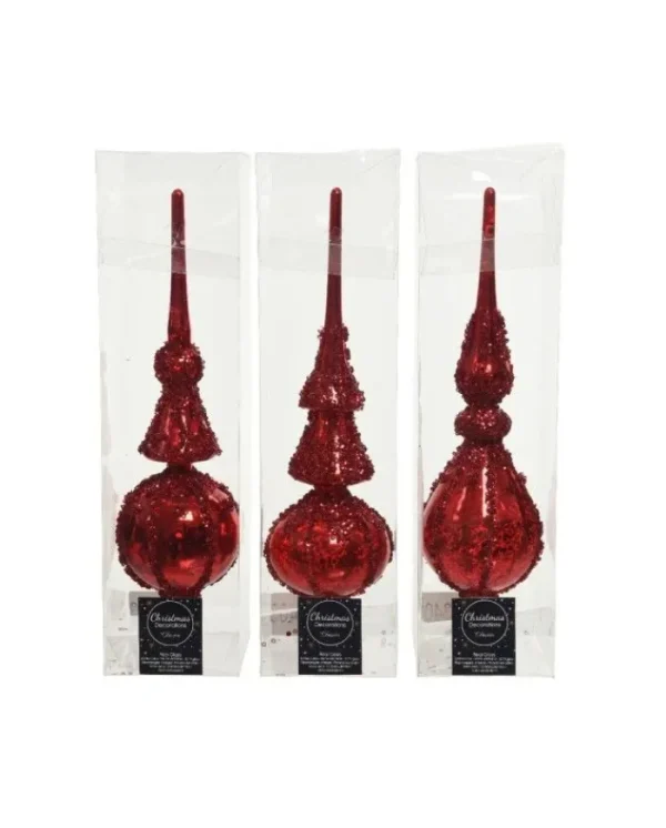 KAEMING Addobbi Per Albero>Puntale Rosso Glitterato Ancicato 31 Cm