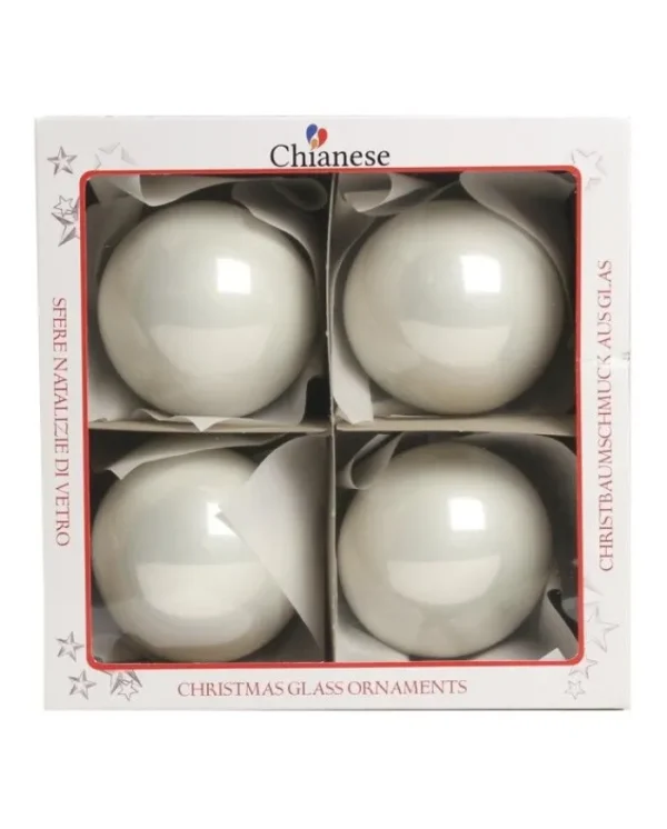 * Palline E Appendini>1Pz Pallina Di Vetro Tinta Unita Bianco Lucido 100Mm