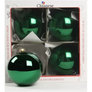 * Palline E Appendini>1Pz Pallina Di Vetro Tinta Unita Verde Lucido 100Mm