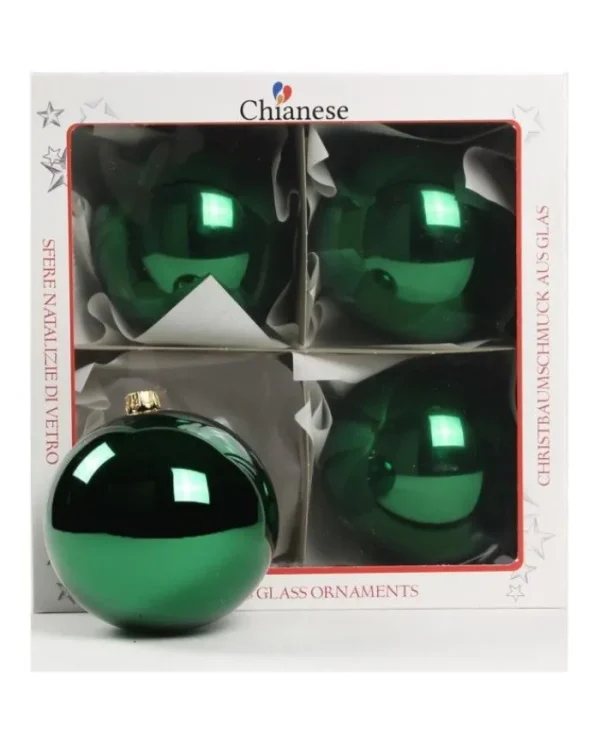 * Palline E Appendini>1Pz Pallina Di Vetro Tinta Unita Verde Lucido 100Mm