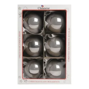 * Palline E Appendini>1Pz Pallina Sfera Di Vetro Liscia Argento Lucido 80Mm