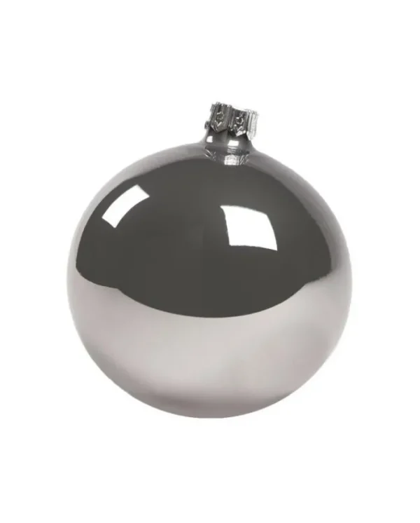 * Palline E Appendini>1Pz Pallina Sfera Di Vetro Liscia Argento Lucido 80Mm