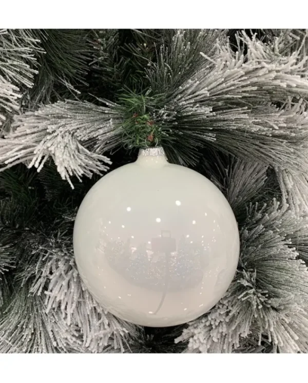 * Palline E Appendini>1Pz Pallina Sfera Di Vetro Liscia Bianco Lucido 80Mm