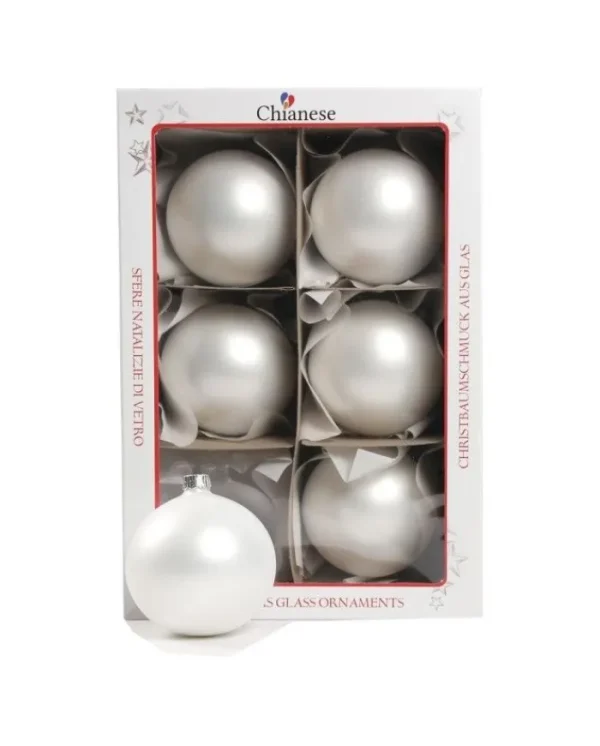 * Palline E Appendini>1Pz Pallina Sfera Di Vetro Liscia Bianco Opaco 80Mm