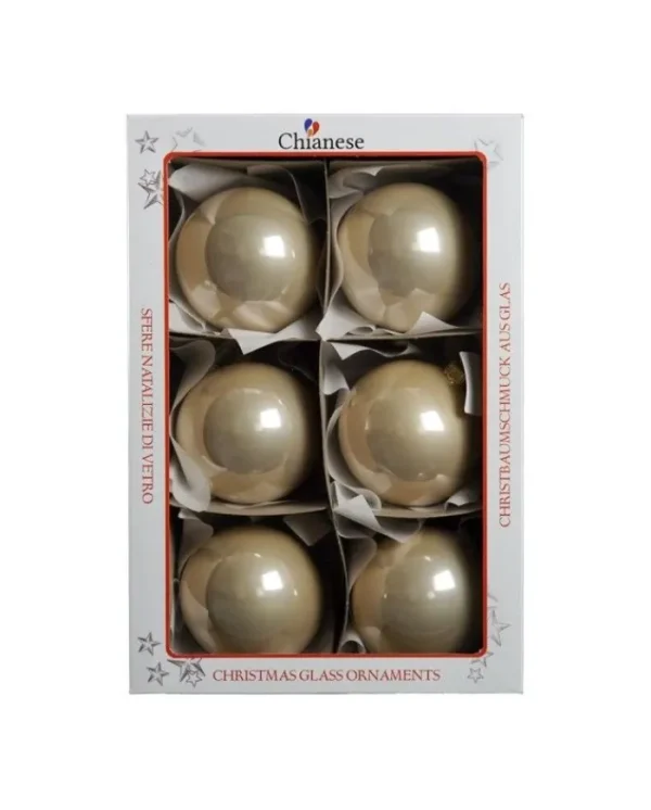 * Palline E Appendini>1Pz Pallina Sfera Di Vetro Liscia Champagne Lucido 80Mm