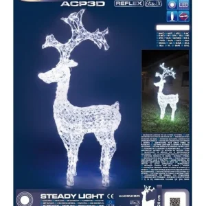 LOTTI Addobbi Casa E Ambiente>Renna Di Cristalli Acrilico 250 Led Bianco Caldo 3D