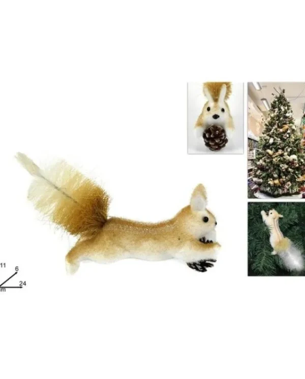 DUE ESSE CHRISTMAS Addobbi Per Albero>Scoiattolo Con Pigna 24Cm Beige Df1-1388