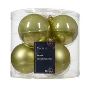 KAEMING Palline E Appendini>Sfere Palline In Vetro Smalto Opaco Mix Pistacchio D.8Cm