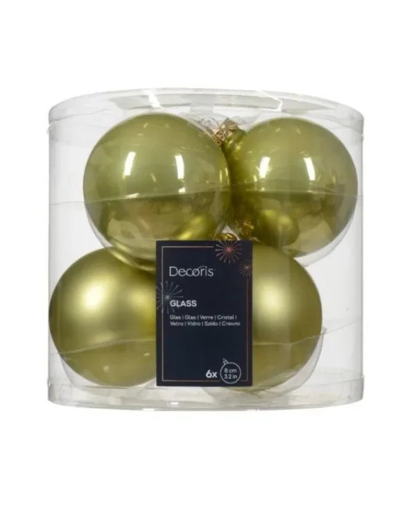 KAEMING Palline E Appendini>Sfere Palline In Vetro Smalto Opaco Mix Pistacchio D.8Cm