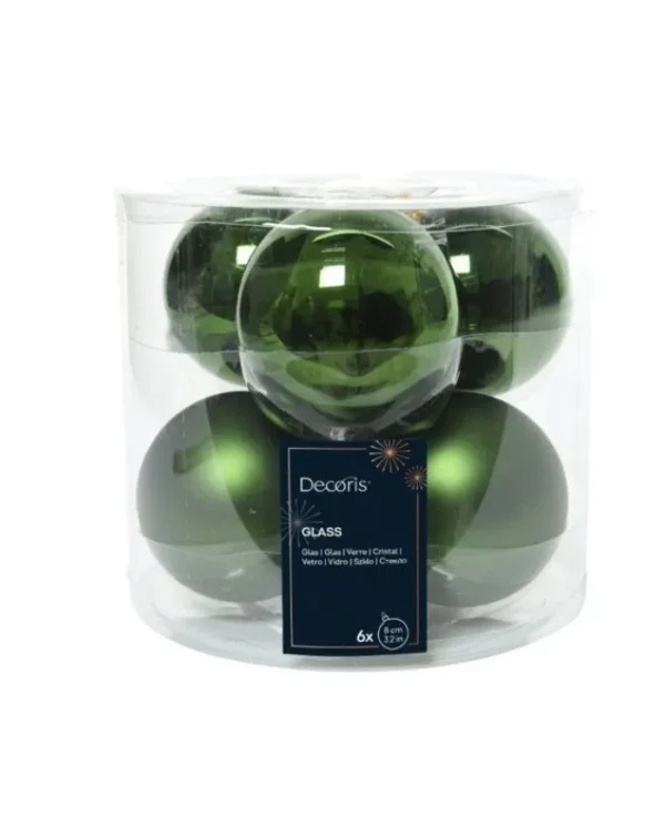 KAEMING Palline E Appendini>Sfere Palline Vetro Lucido,Opaco Mix D.8Cm Verde Pino