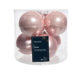 KAEMING Palline E Appendini>Sfere Palline Vetro Smalto, Mix Opaco D.8Cm Rosa Cipria