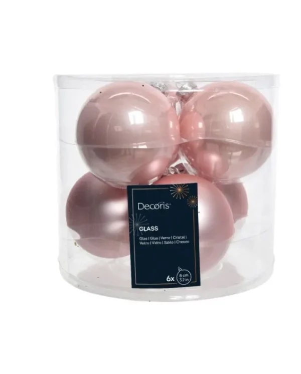 KAEMING Palline E Appendini>Sfere Palline Vetro Smalto, Mix Opaco D.8Cm Rosa Cipria