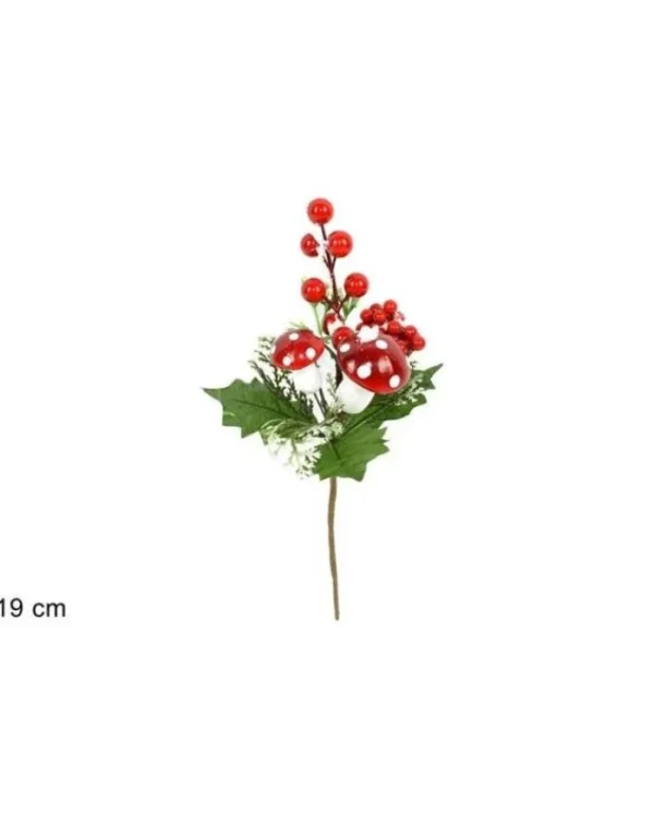 DUE ESSE CHRISTMAS Addobbi Per Albero>Spillone Bacche Innevate Con Funghi 19Cm