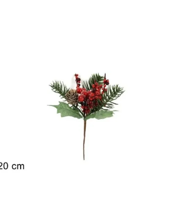 DUE ESSE CHRISTMAS Fiori>Spillone 20Cm Bacche Innevvate Con Pigne