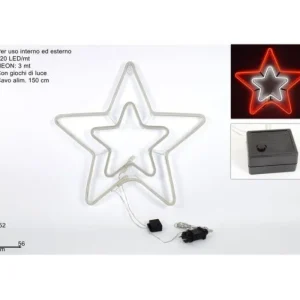 DUE ESSE CHRISTMAS Luci>Stella Doppia Neon Rosso 56X52 Cm Uso Interno/Esterno